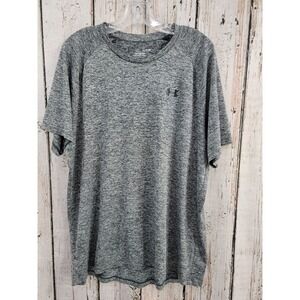 Under Armour XL Tech‎ Tee T-Shirt Black Spacedye SS Performance Gym Top EUC